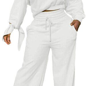 Long Sleeve Sweatsuit Set Cozy Chic Casual Oversized Wide Leg Pants